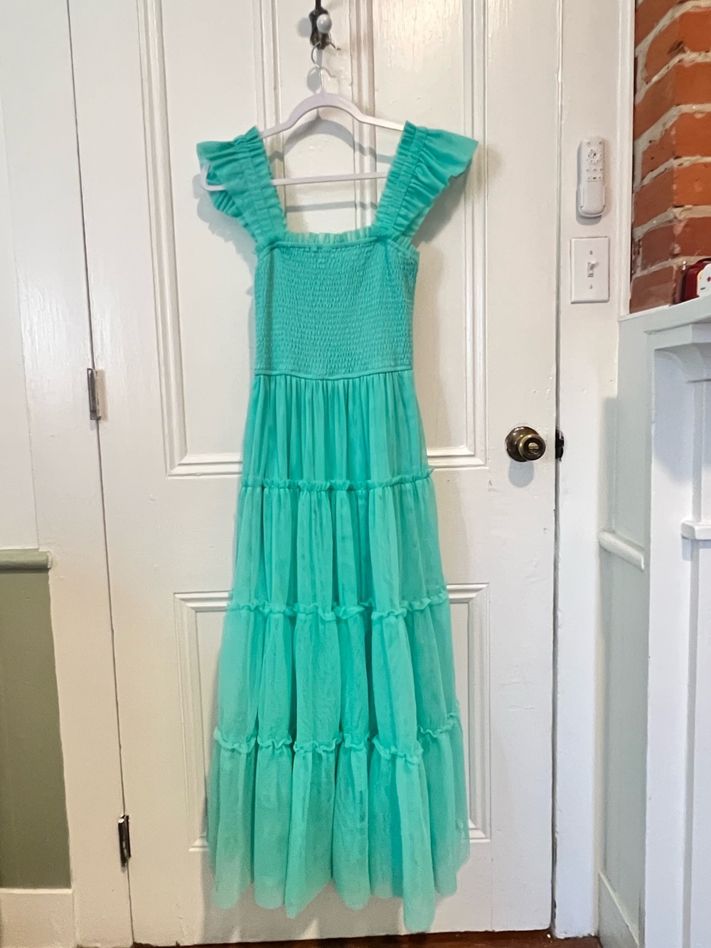 BiBi Aqua Teal Smocked Maxi Dress